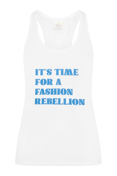 Racer Tank with Print - Diamond White